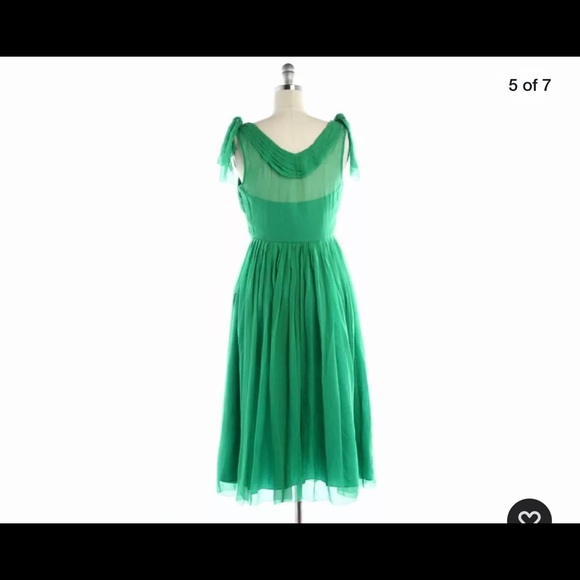 BHLDN Anthropology Kelly Green Chiffon Dress - Picture 5 of 7